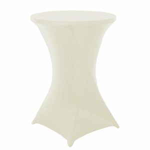 Spandex |  Ivory Highboy Spandex Cocktail Table Cover, Fitted Stretch Tablecloth for 24″-32″ Dia High Top Tables