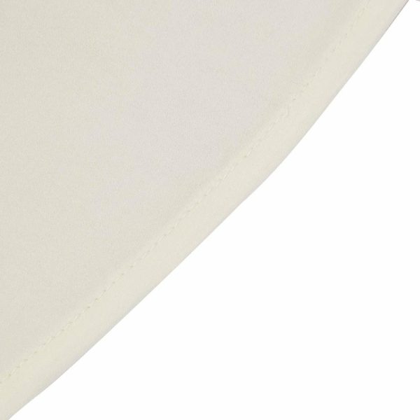 Spandex |  Ivory Round Spandex Cocktail Table Cover With Natural Wavy Drapes