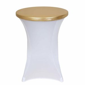 Spandex |  Metallic Gold Spandex Stretch Fitted Cocktail Table Top Cover