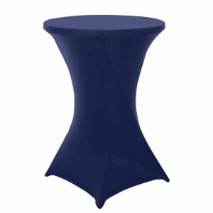 Spandex |  Navy Blue Highboy Spandex Cocktail Table Cover, Fitted Stretch Tablecloth for 24″-32″ Dia High Top Tables