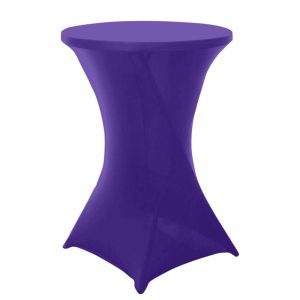 Spandex |  Purple Highboy Spandex Cocktail Table Cover, Fitted Stretch Tablecloth for 24″-32″ Dia High Top Tables