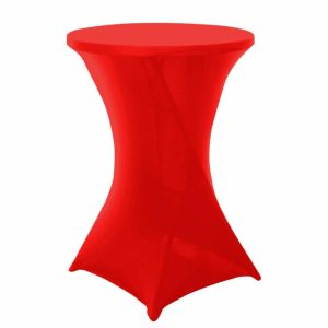 Spandex |  Red Highboy Spandex Cocktail Table Cover, Fitted Stretch Tablecloth for 24″-32″ Dia High Top Tables