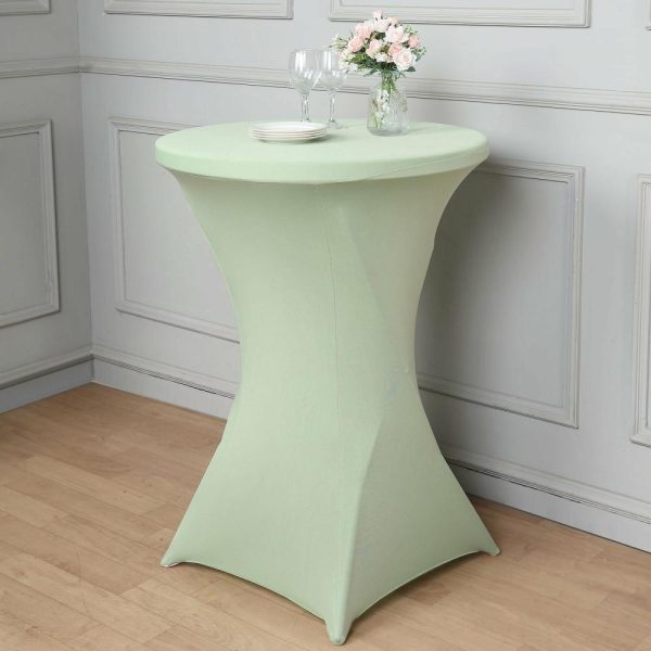 Spandex |  Sage Green Highboy Spandex Cocktail Table Cover, Fitted Stretch Tablecloth for 24″-32″ Dia High Top Tables