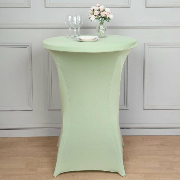 Spandex |  Sage Green Highboy Spandex Cocktail Table Cover, Fitted Stretch Tablecloth for 24″-32″ Dia High Top Tables