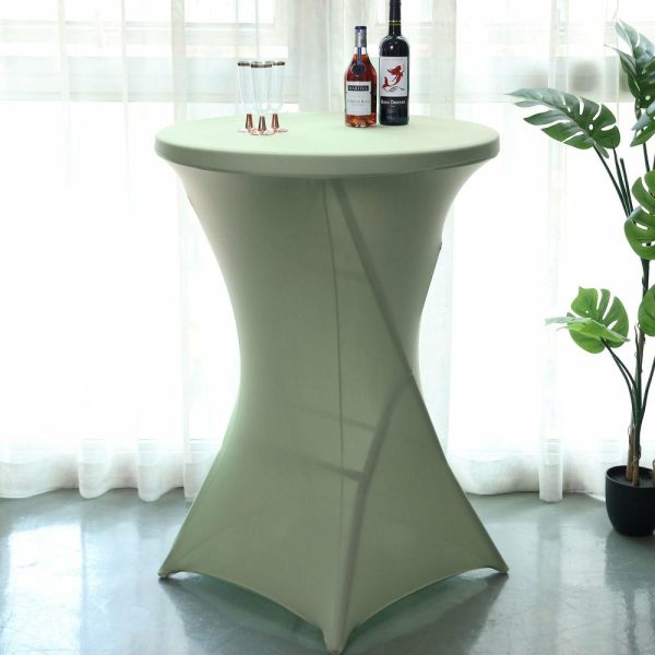 Spandex |  Sage Green Highboy Spandex Cocktail Table Cover, Fitted Stretch Tablecloth for 24″-32″ Dia High Top Tables