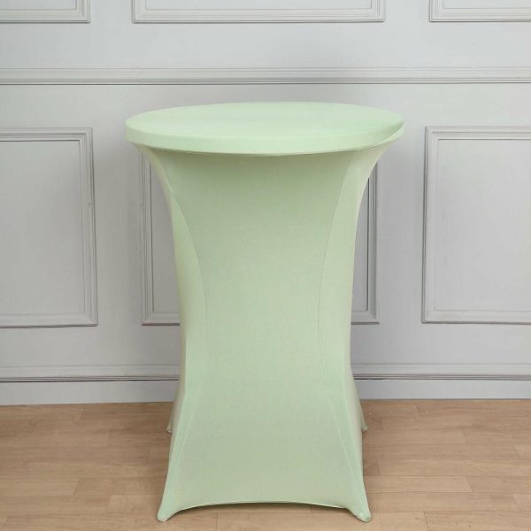 Spandex |  Sage Green Highboy Spandex Cocktail Table Cover, Fitted Stretch Tablecloth for 24″-32″ Dia High Top Tables