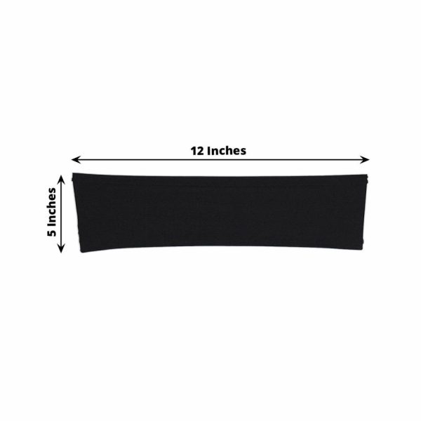 Spandex Sash Bands |  5 Pack Black Spandex Stretch Chair Sashes Bands Heavy Duty with Two Ply Spandex – 5″x12″