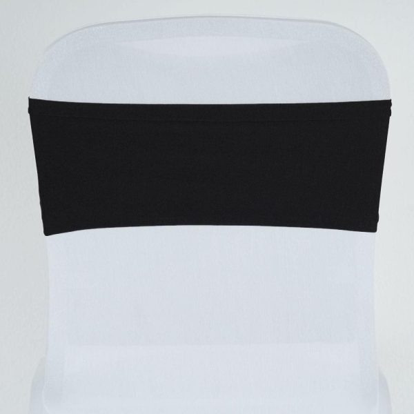 Spandex Sash Bands |  5 Pack Black Spandex Stretch Chair Sashes Bands Heavy Duty with Two Ply Spandex – 5″x12″