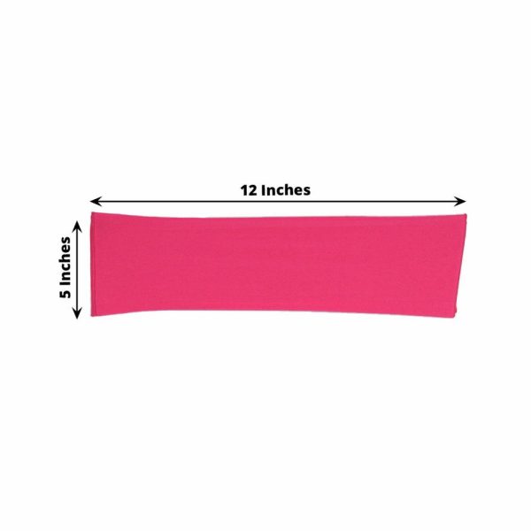 Spandex Sash Bands |  5 Pack Fuchsia Spandex Stretch Chair Sashes Bands Heavy Duty with Two Ply Spandex – 5″x12″