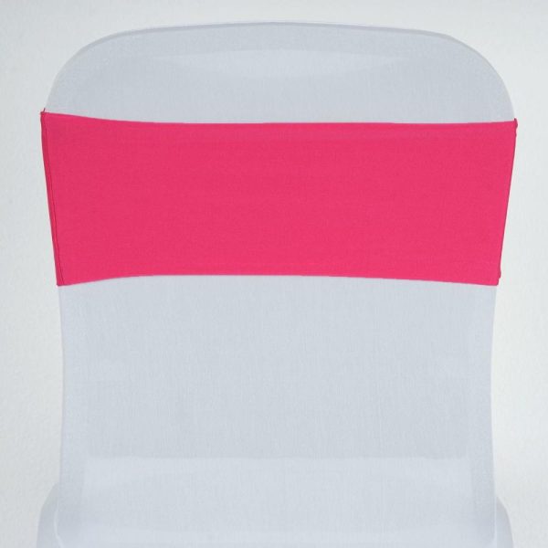 Spandex Sash Bands |  5 Pack Fuchsia Spandex Stretch Chair Sashes Bands Heavy Duty with Two Ply Spandex – 5″x12″