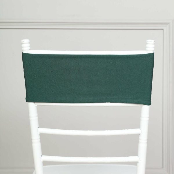 Spandex Sash Bands |  5 Pack Hunter Emerald Green Spandex Stretch Chair Sashes Bands Heavy Duty with Two Ply Spandex – 5″x12″