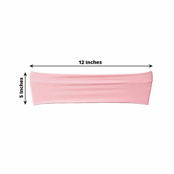 Spandex Sash Bands |  5 Pack Pink Spandex Stretch Chair Sashes Bands Heavy Duty with Two Ply Spandex – 5″x12″