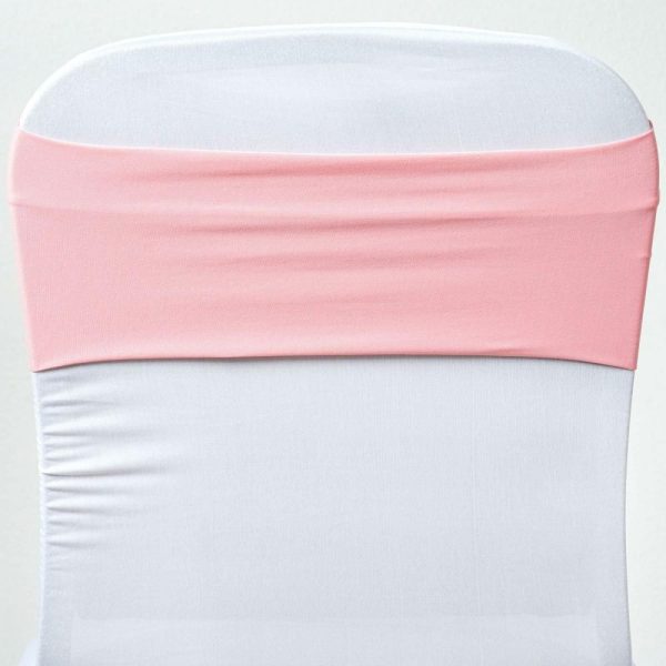 Spandex Sash Bands |  5 Pack Pink Spandex Stretch Chair Sashes Bands Heavy Duty with Two Ply Spandex – 5″x12″