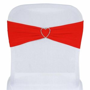 Spandex Sash Bands |  5 Pack Red Spandex Stretch Chair Sashes Bands Heavy Duty with Two Ply Spandex – 5″x12″