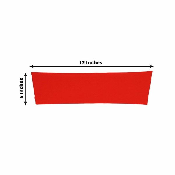 Spandex Sash Bands |  5 Pack Red Spandex Stretch Chair Sashes Bands Heavy Duty with Two Ply Spandex – 5″x12″