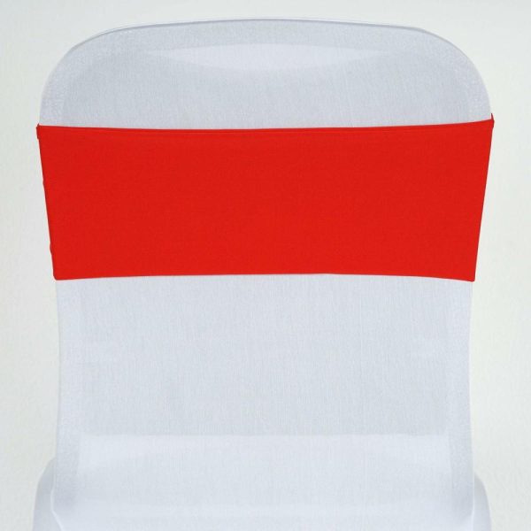 Spandex Sash Bands |  5 Pack Red Spandex Stretch Chair Sashes Bands Heavy Duty with Two Ply Spandex – 5″x12″