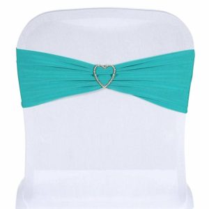 Spandex Sash Bands |  5 Pack Turquoise Spandex Stretch Chair Sashes Bands Heavy Duty with Two Ply Spandex – 5″x12″