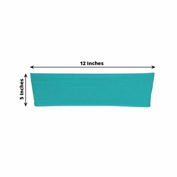 Spandex Sash Bands |  5 Pack Turquoise Spandex Stretch Chair Sashes Bands Heavy Duty with Two Ply Spandex – 5″x12″