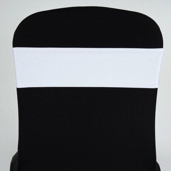 Spandex Sash Bands |  5 Pack White Spandex Stretch Chair Sashes Bands Heavy Duty with Two Ply Spandex – 5″x12″