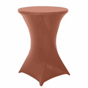 Spandex |  Terracotta (Rust) Highboy Spandex Cocktail Table Cover, Fitted Stretch Tablecloth for 24″-32″ Dia High Top Tables