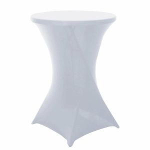 Spandex |  White Highboy Spandex Cocktail Table Cover, Fitted Stretch Tablecloth for 24″-32″ Dia High Top Tables