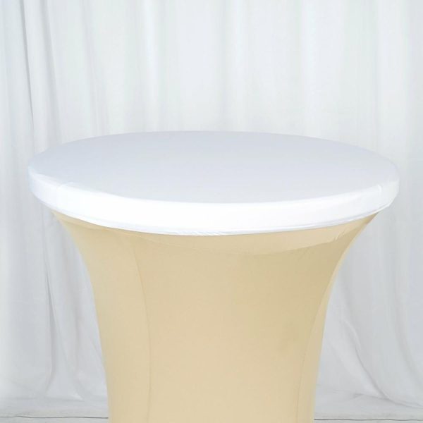 Spandex |  White Spandex Cocktail Table Top Stretch Cover