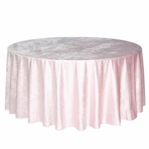 Taffeta & Velvet |  120″ Blush Seamless Premium Velvet Round Tablecloth, Reusable Linen for 5 Foot Table With Floor-Length Drop