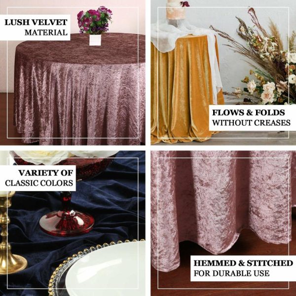 Taffeta & Velvet |  120″ Dusty Rose Seamless Premium Velvet Round Tablecloth, Reusable Linen for 5 Foot Table With Floor-Length Drop