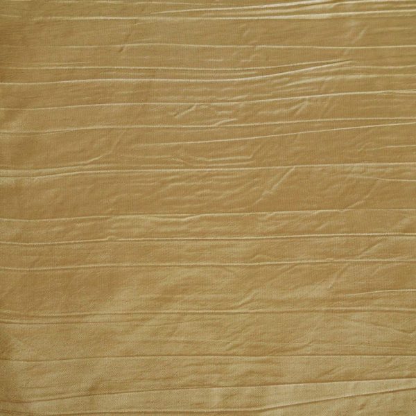 Taffeta & Velvet |  120″ Gold Seamless Accordion Crinkle Taffeta Round Tablecloth for 5 Foot Table With Floor-Length Drop