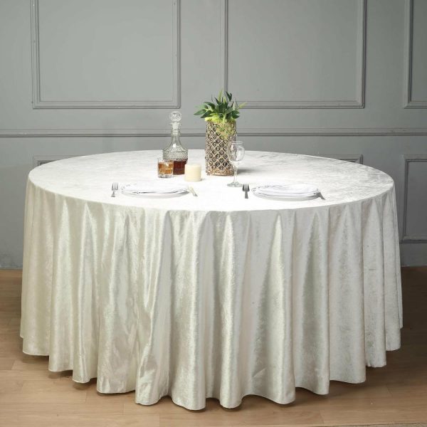 Taffeta & Velvet |  120″ Ivory Seamless Premium Velvet Round Tablecloth, Reusable Linen for 5 Foot Table With Floor-Length Drop