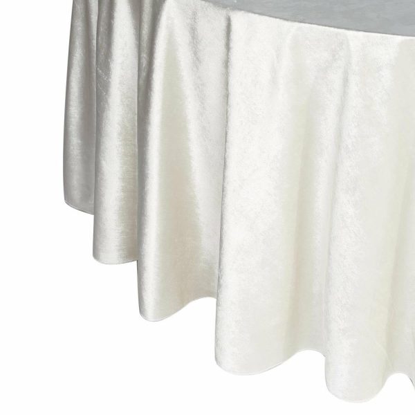 Taffeta & Velvet |  120″ Ivory Seamless Premium Velvet Round Tablecloth, Reusable Linen for 5 Foot Table With Floor-Length Drop