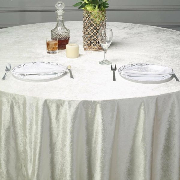 Taffeta & Velvet |  120″ Ivory Seamless Premium Velvet Round Tablecloth, Reusable Linen for 5 Foot Table With Floor-Length Drop