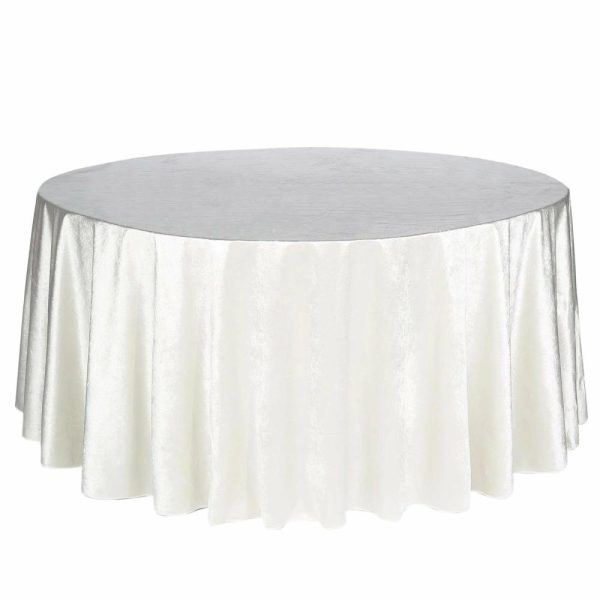 Taffeta & Velvet |  120″ Ivory Seamless Premium Velvet Round Tablecloth, Reusable Linen for 5 Foot Table With Floor-Length Drop