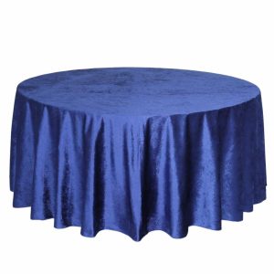 Taffeta & Velvet |  120″ Royal Blue Seamless Premium Velvet Round Tablecloth, Reusable Linen for 5 Foot Table With Floor-Length Drop