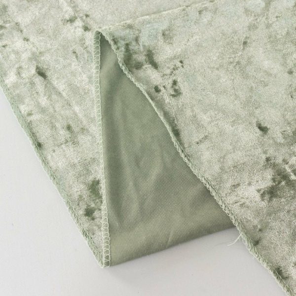 Taffeta & Velvet |  120″ Sage Green Seamless Premium Crushed Velvet Round Tablecloth for 5 Foot Table With Floor-Length Drop