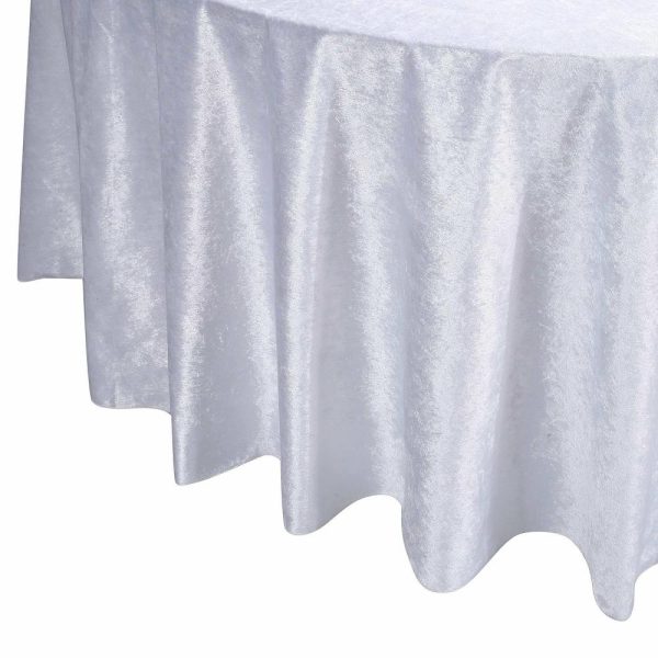 Taffeta & Velvet |  120″ White Seamless Premium Velvet Round Tablecloth, Reusable Linen for 5 Foot Table With Floor-Length Drop