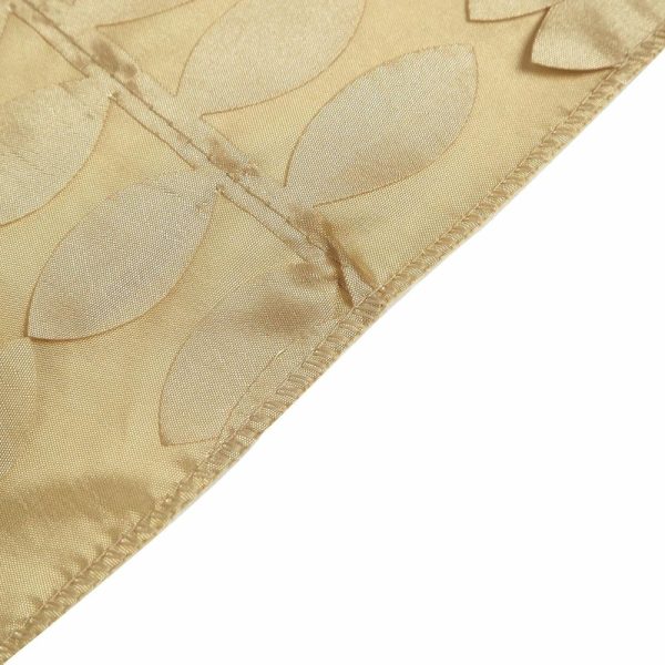 Taffeta & Velvet |  54″ Champagne 3D Leaf Petal Taffeta Fabric Seamless Square Table Overlay