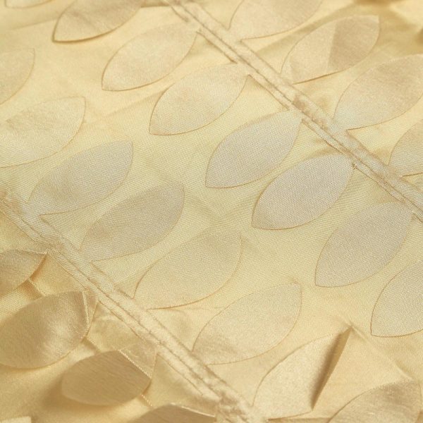 Taffeta & Velvet |  54″ Champagne 3D Leaf Petal Taffeta Fabric Seamless Square Table Overlay