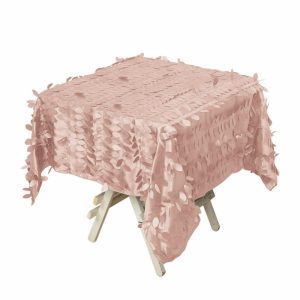 Taffeta & Velvet |  54″ Dusty Rose 3D Leaf Petal Taffeta Fabric Seamless Square Tablecloth