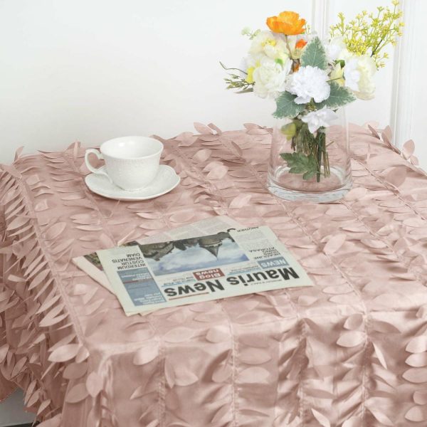 Taffeta & Velvet |  54″ Dusty Rose 3D Leaf Petal Taffeta Fabric Seamless Square Tablecloth