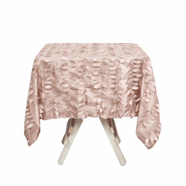 Taffeta & Velvet |  54″ Dusty Rose 3D Leaf Petal Taffeta Fabric Seamless Square Tablecloth