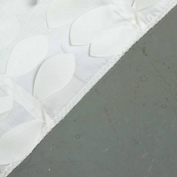 Taffeta & Velvet |  54″ Ivory 3D Leaf Petal Taffeta Fabric Seamless Square Tablecloth