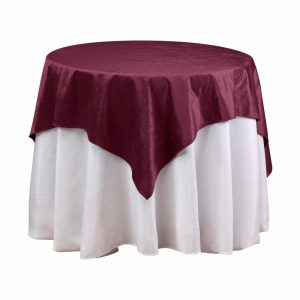 Taffeta & Velvet |  54″x54″ Eggplant Seamless Premium Velvet Square Table Overlay, Reusable Linen