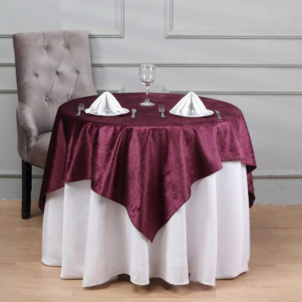 Taffeta & Velvet |  54″x54″ Eggplant Seamless Premium Velvet Square Table Overlay, Reusable Linen