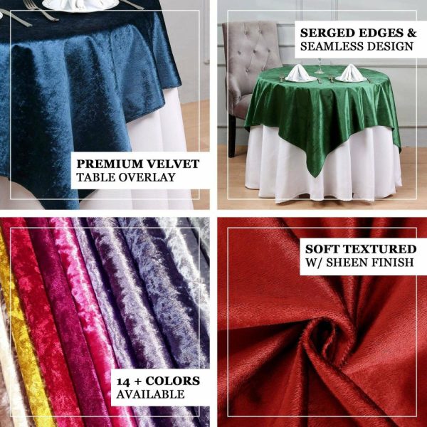 Taffeta & Velvet |  54″x54″ Eggplant Seamless Premium Velvet Square Table Overlay, Reusable Linen