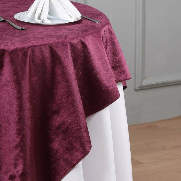 Taffeta & Velvet |  54″x54″ Eggplant Seamless Premium Velvet Square Table Overlay, Reusable Linen