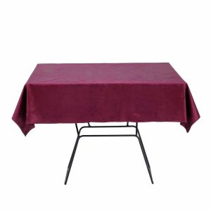 Taffeta & Velvet |  54″x54″ Eggplant Seamless Premium Velvet Square Tablecloth, Reusable Linen