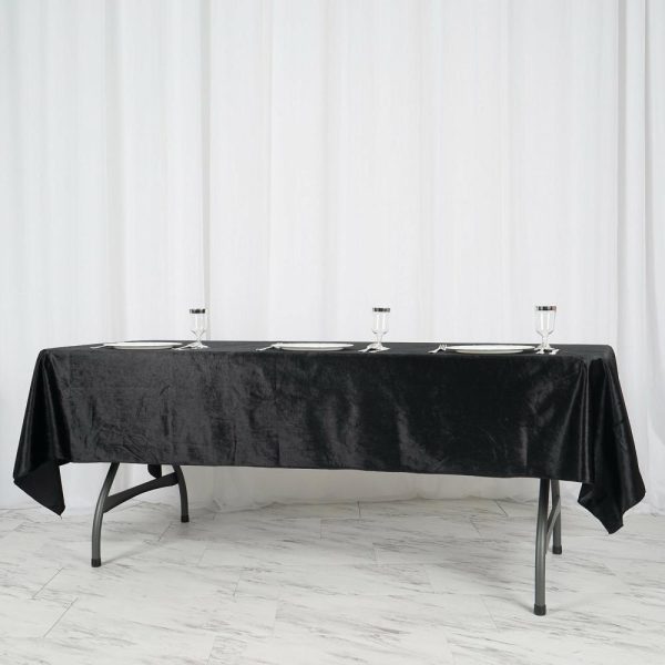 Taffeta & Velvet |  60″x102″ Black Seamless Premium Velvet Rectangle Tablecloth, Reusable Linen