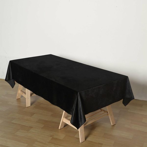 Taffeta & Velvet |  60″x102″ Black Seamless Premium Velvet Rectangle Tablecloth, Reusable Linen