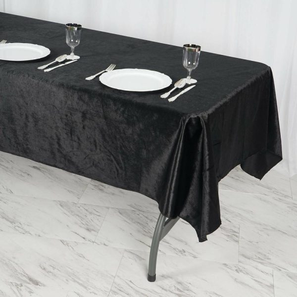 Taffeta & Velvet |  60″x102″ Black Seamless Premium Velvet Rectangle Tablecloth, Reusable Linen